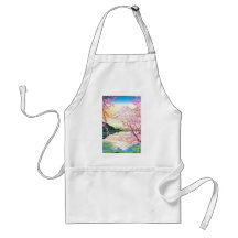 Cool oriental japanese Fuji spring cherry tree art Aprons