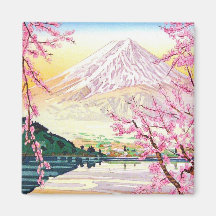 Cool oriental japanese Fuji spring cherry tree art Refrigerator Magnet