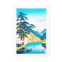 Cool oriental japanese gorgeous mountain river stretched canvas print