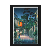 Cool oriental japanese Kasamatsu night street rain Gallery Wrapped Canvas