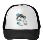 Cool Oriental Japanese Twin Bron White Koi Fish Trucker Hats