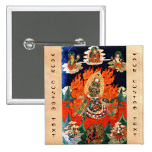 Cool oriental tibetan god thangka tattoo art buttons
