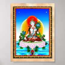 Cool oriental tibetan thangka White Tara tattoo Posters