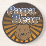 Cool Papa Bear, Brown/Blue/Gold Dad Gift coasters