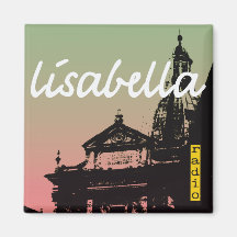 cool pastel Italian city silhouette Refrigerator Magnet