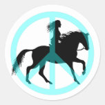 Cool peace symbol horse rider round sticker
