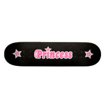 Cool pink princess text design on black custom skateboard