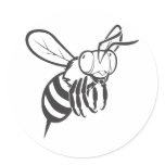 Cool Queen Bee Outline Cartoon Shirt Round Sticker