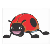 Cool Red Baby Ladybug Cartoon Postcards
