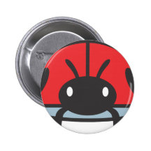 Cool Red Ladybug Cartoon Button