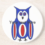 Cool red white and blue owl drink coaster