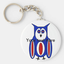 Cool red white and blue owl key chain