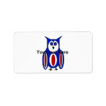 Cool red white and blue owl personalized address labels
