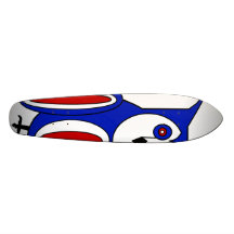 Cool red white and blue owl skate board decks