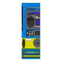 Cool retro electronics jumble on blue background business card templates