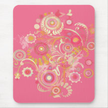 Cool Retro Swirl Pink Mousepad