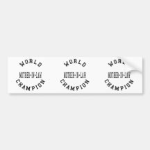 Cool Retro World Champion Mother in Law Bumper Sticker