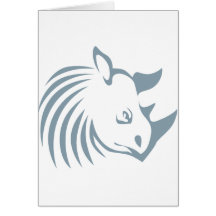 Cool Rhinoceros Swish Logo Icon Style Greeting Card