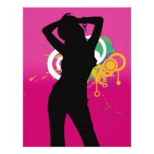 cool silhouette girl on colourful background customized letterhead