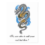 Cool Silver Oriental Dragon tattoo Postcards