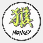 Cool Simple Elegant Chinese Zodiac Sign Monkey Round Stickers