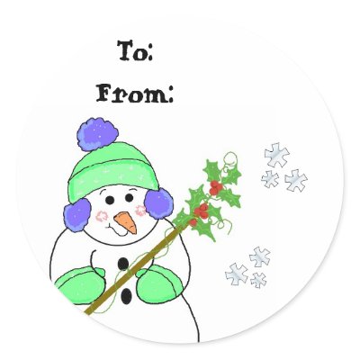 Cool Snowman Gift Tag Round Stickers by seashell2