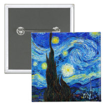 Cool Starry Night Vincent Van Gogh painting Buttons