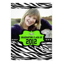 Cool Striped Zebra Princess 2012 Graduation Invite