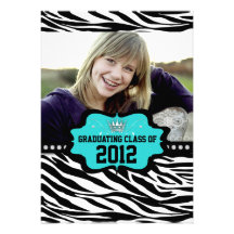 Cool Striped Zebra Princess 2012 Graduation Invite