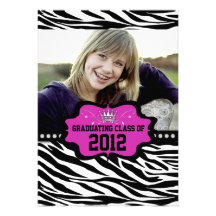 Cool Striped Zebra Princess 2012 Graduation Invite