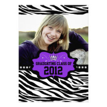 Cool Striped Zebra Princess 2012 Graduation Invite