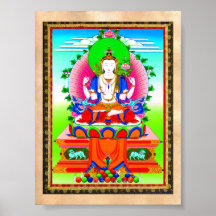 Cool tibetan thangka Shadakshari Avalokiteshvara Print