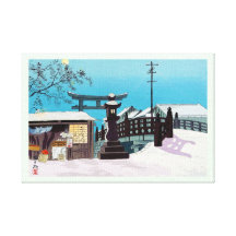 Cool Tomikichiro tokuriki winter snow village town Gallery Wrap Canvas