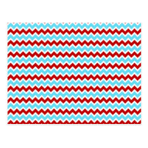 Cool Trendy Teal Turquoise Red Chevron Zigzags Postcard