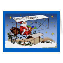Cool Vintage Biplane Santa Claus Cards