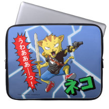 Cool Yellow Cat with Gun and Sword and thunder Laptop Computer Sleeves