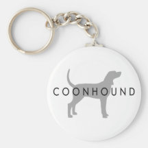 Coonhound (gris argenté avec le texte) porte-clefs