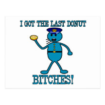 Cop Has Last Doughnut Postcard