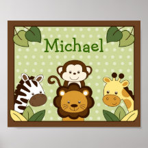 Copie animale de nom d'art de mur de crèche de jun affiches