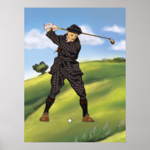 Copie archivistique de regard de période de golf v poster
