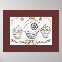 Copie bleue d'affiche d'art de petit gâteau