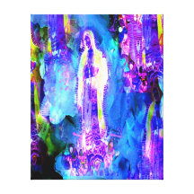 COPIE BLEUE D'ART D'ARUMS DE MADONNA DE MÈRE AVEC  TOILES TENDUES