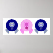 Copie bleue et rose d'affiche de bébés de Pom Pom