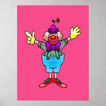 Copie colorée et heureuse de clown de bande dessin poster