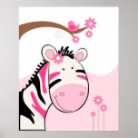 Copie d'affiche du zèbre de Phoebe (noir/rose) affiches