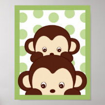 Copie d'art de mur de crèche de singe de bruit de  affiche