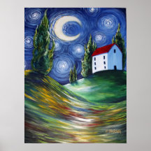 Copie d'art de paysage de ciel nocturne de rêveurs posters