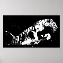 Copie de attaque d'affiche de tigre - noir et blan