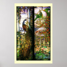 Copie de perroquets de paon en verre souillé de Ti Posters