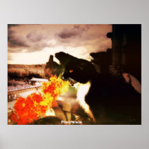 Copie de respiration de chat de dragon du feu posters
